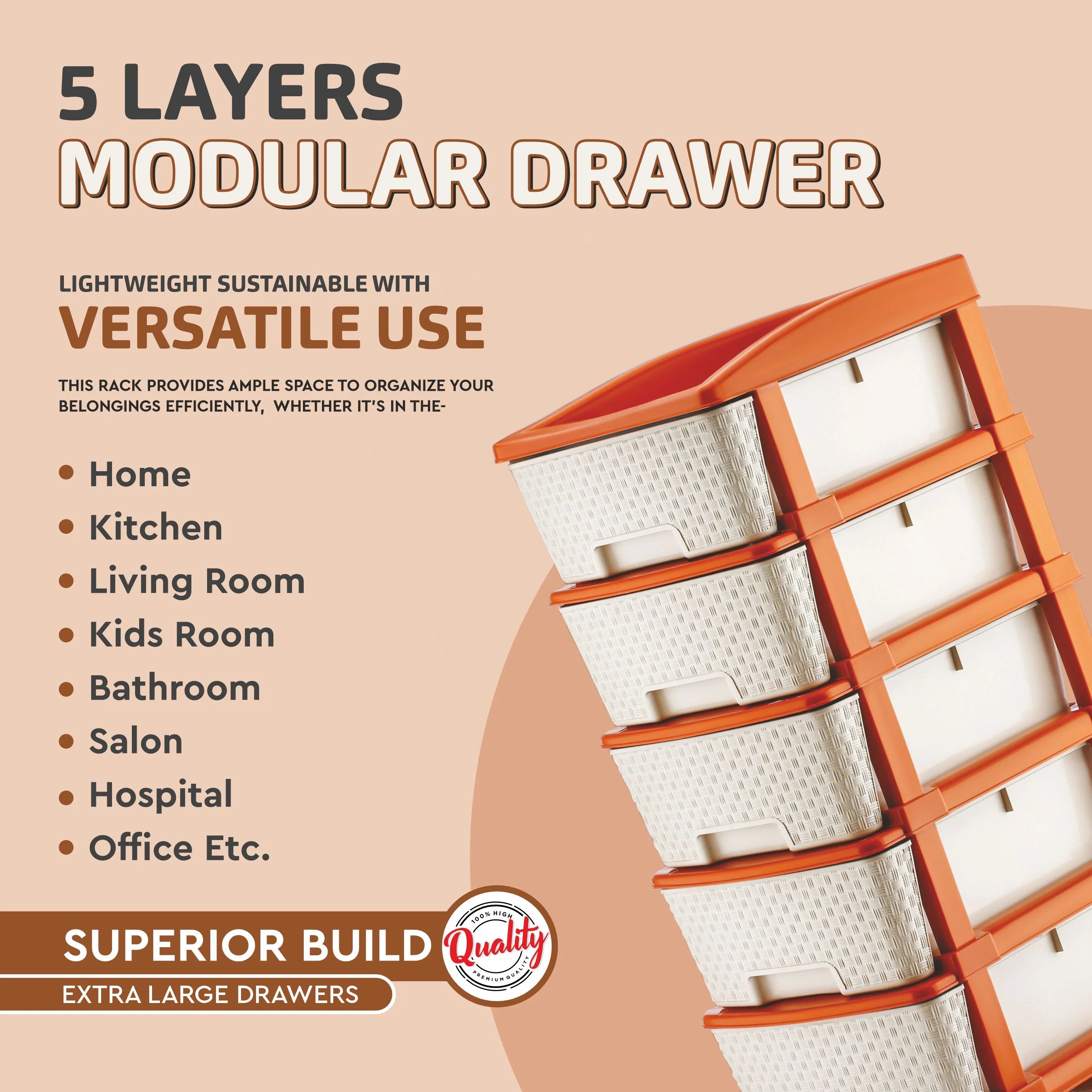 PALAK 5XL Super Drawer Storage Unit (White)