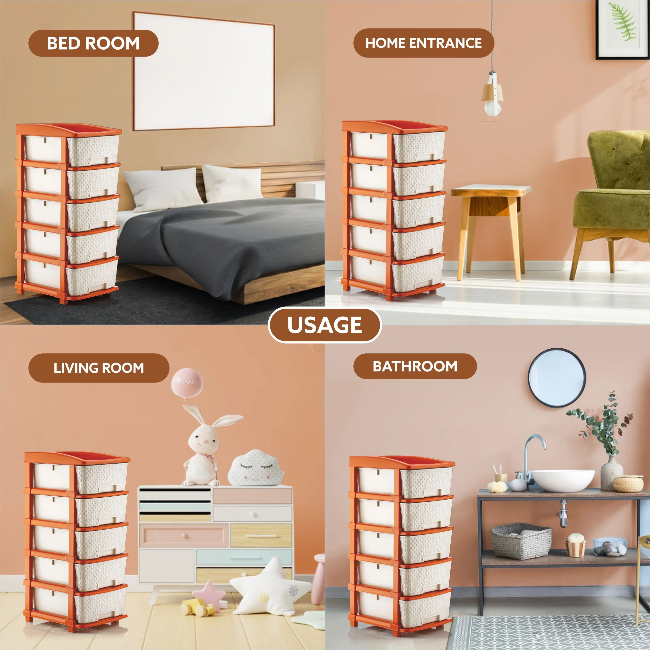 PALAK 5XL Super Drawer Storage Unit (White)