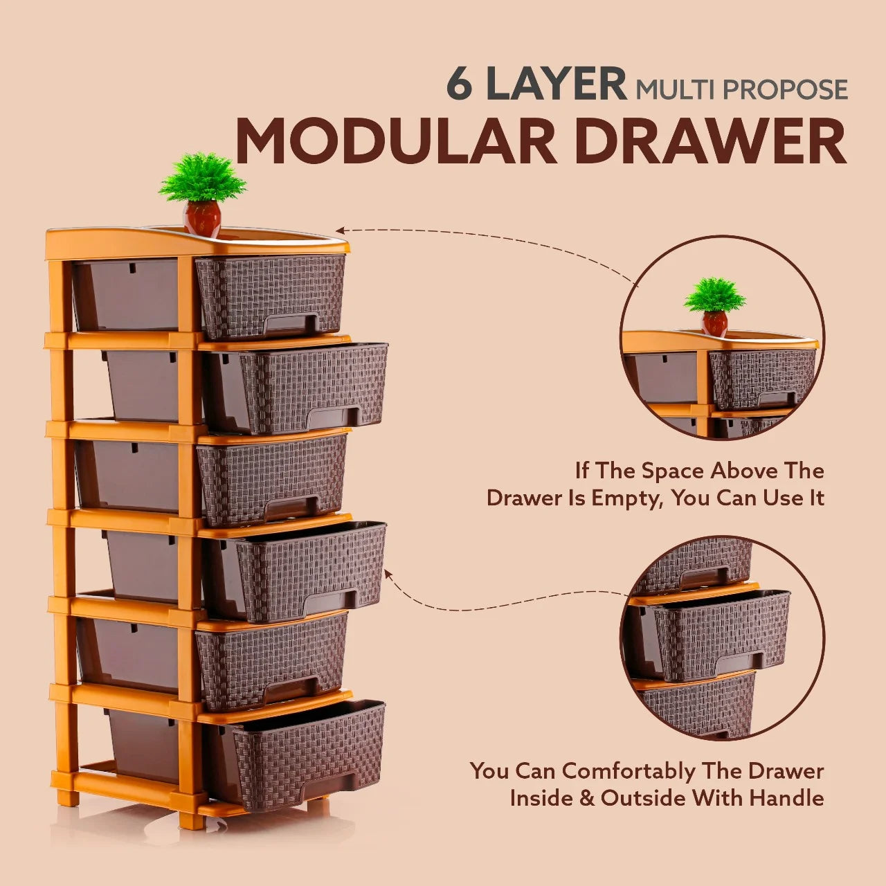PALAK 6XL Super Drawer Storage Unit (Brown)