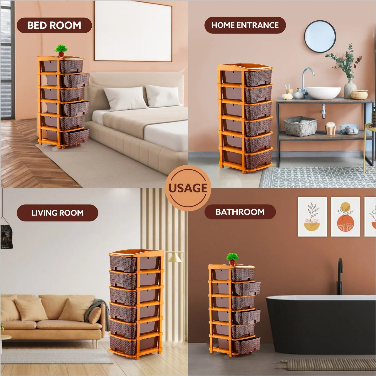 PALAK 6XL Super Drawer Storage Unit (Brown)