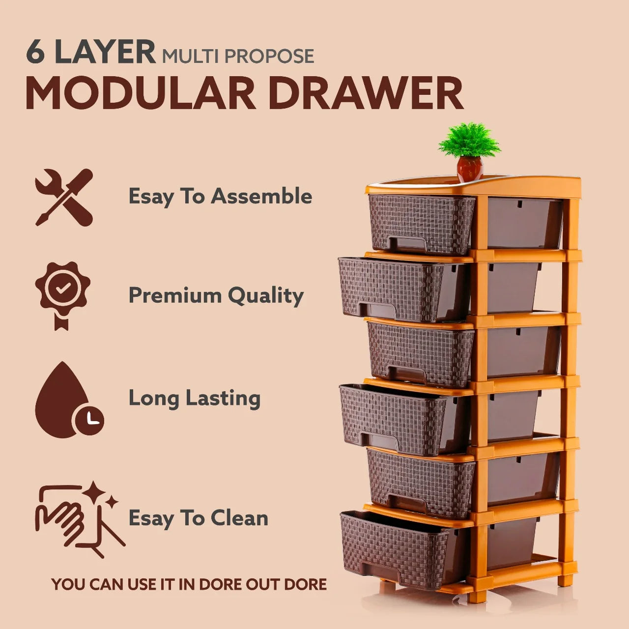PALAK 6XL Super Drawer Storage Unit (Brown)