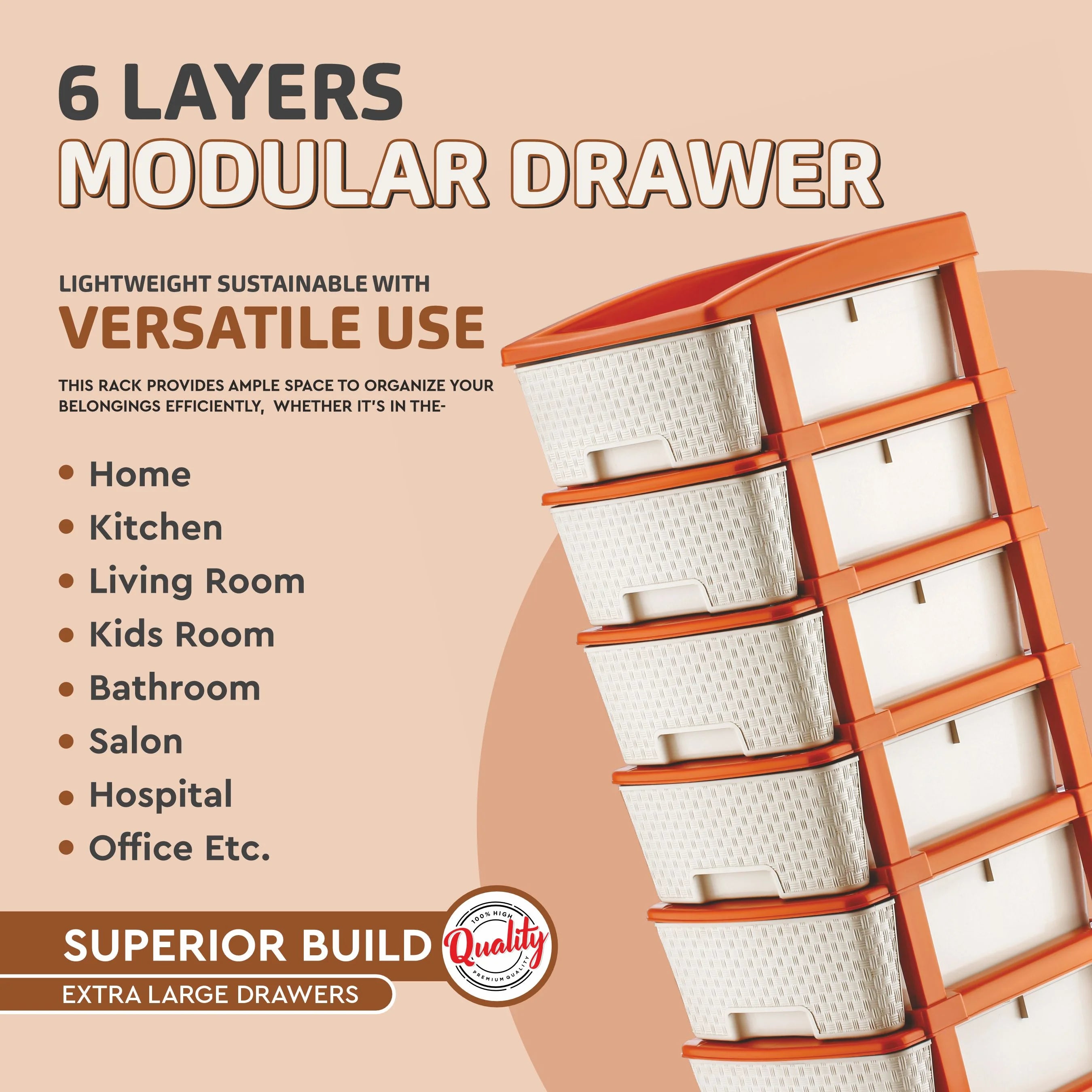 PALAK 6XL Super Drawer Storage Unit (White)
