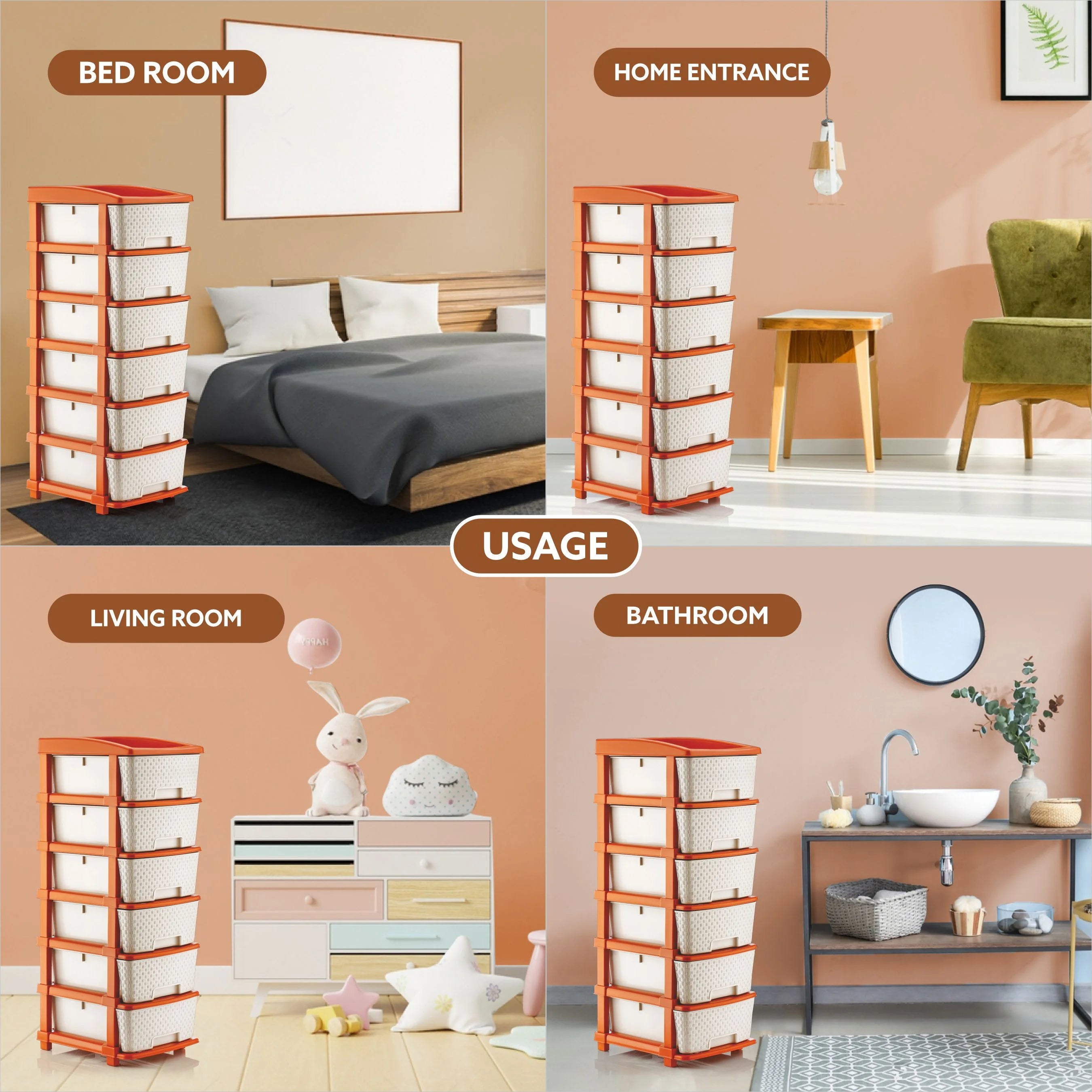PALAK 6XL Super Drawer Storage Unit (White)