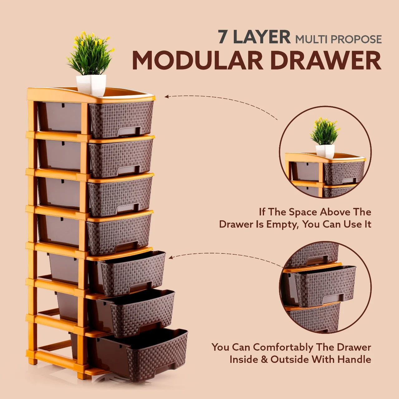 PALAK 7XL Super Drawer Storage Unit (Brown)