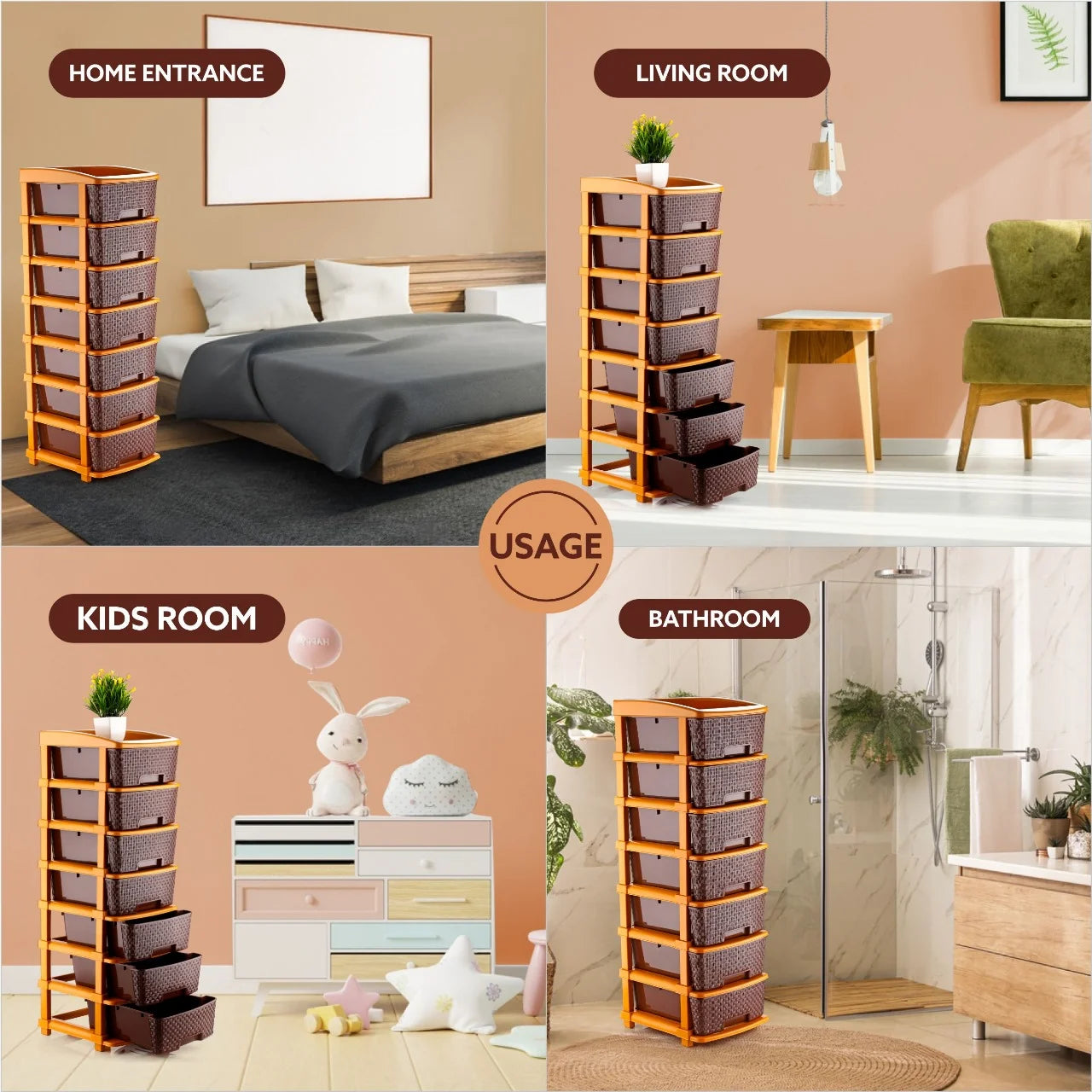 PALAK 7XL Super Drawer Storage Unit (Brown)