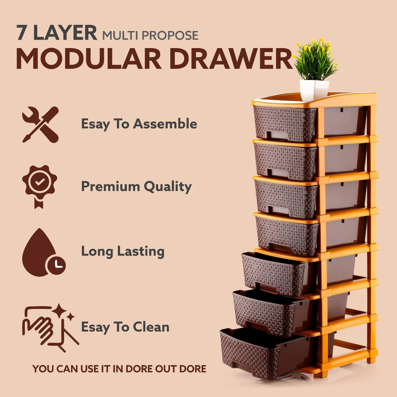 PALAK 7XL Super Drawer Storage Unit (Brown)