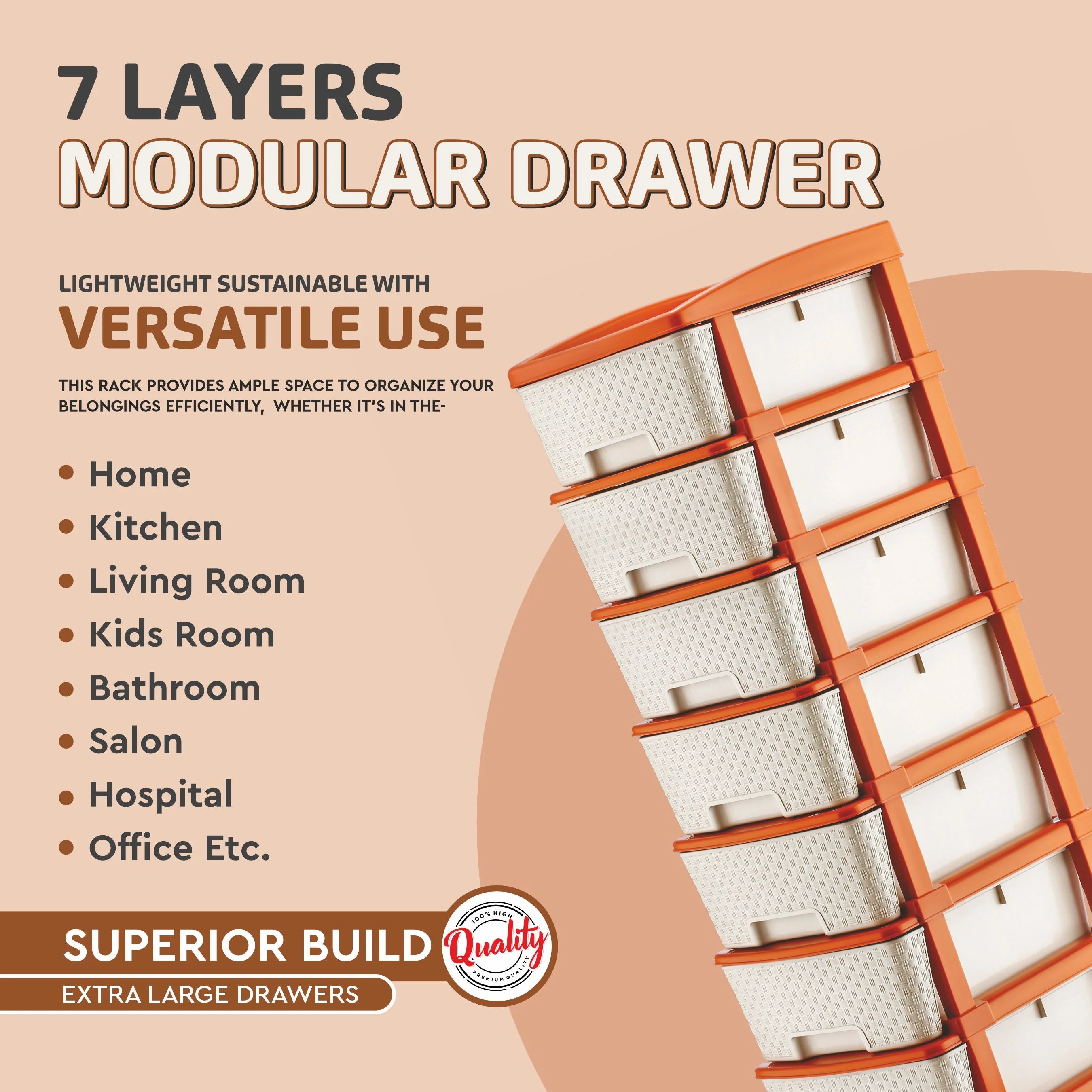 PALAK 7XL Super Drawer Storage Unit (White)