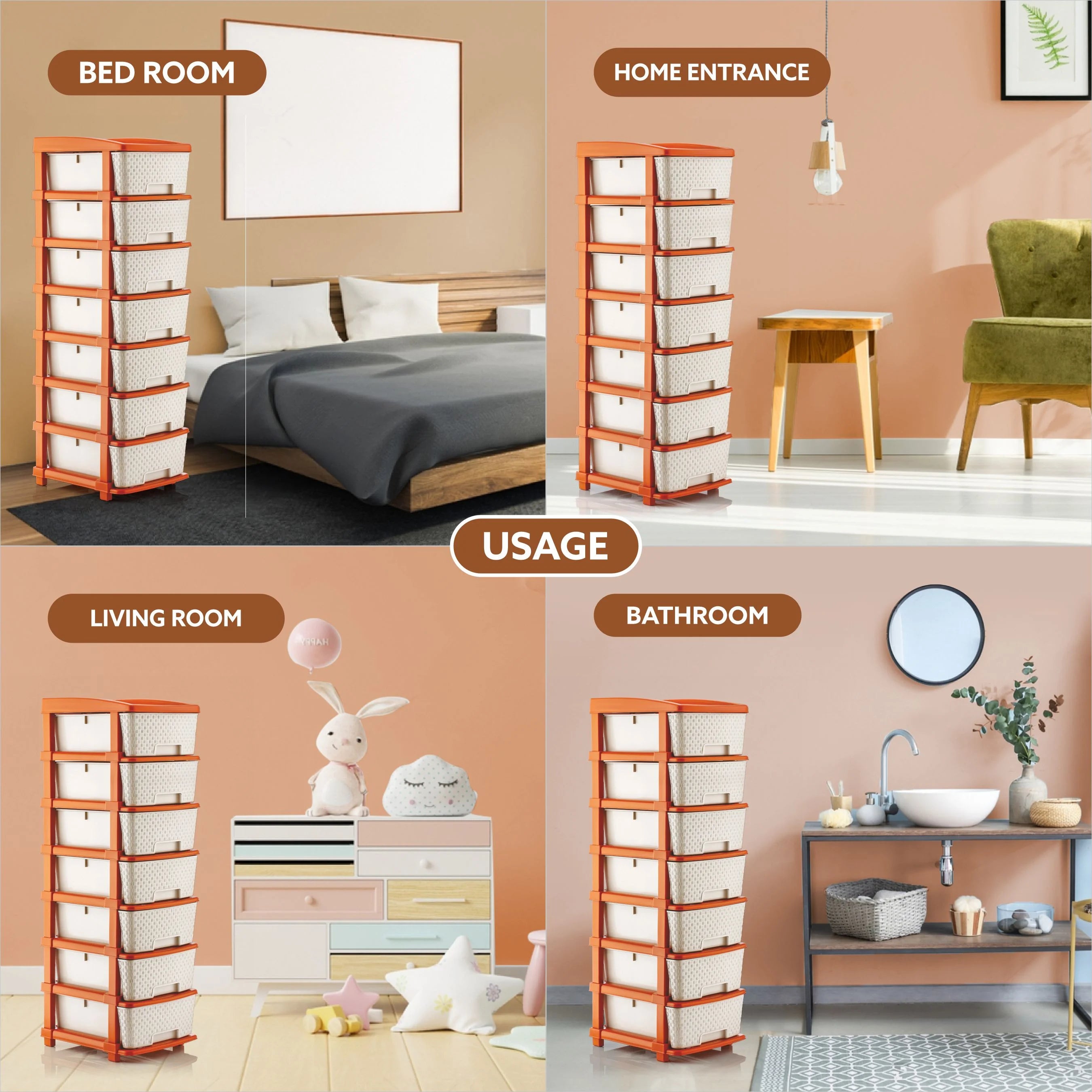 PALAK 7XL Super Drawer Storage Unit (White)