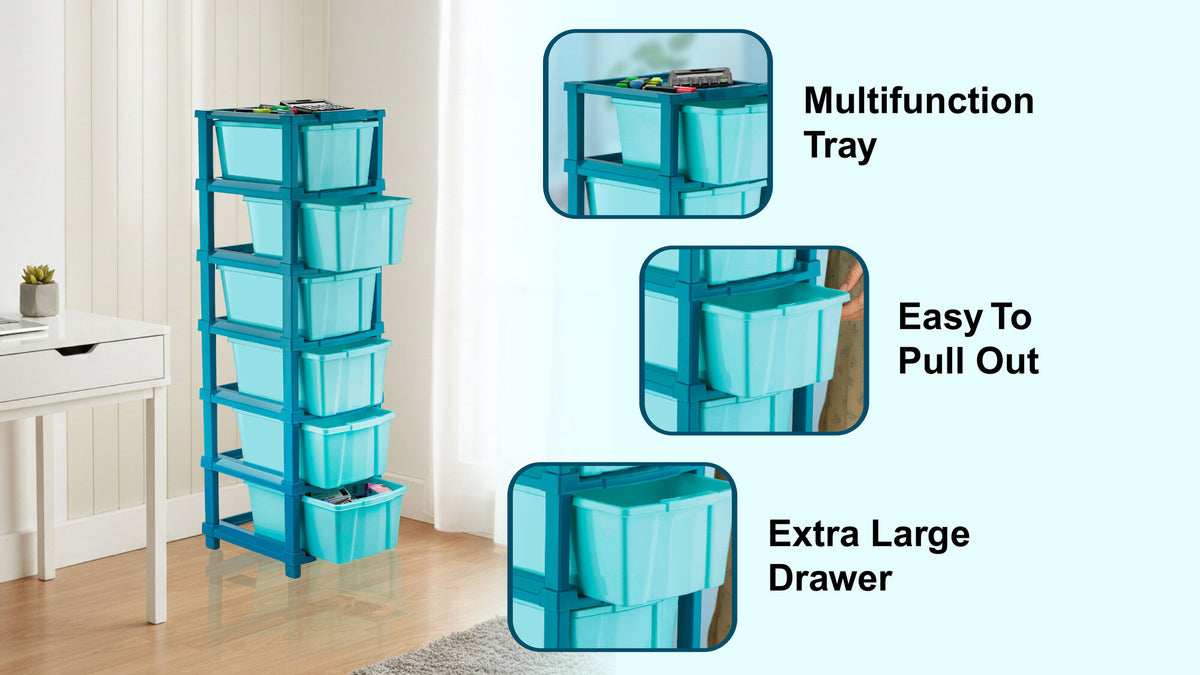 PALAK 6XL Classic Drawer Storage Unit – New Edition (Blue)