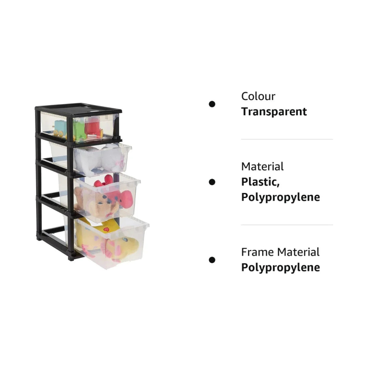 PALAK 4XL Classic Transparent Drawer Storage Unit